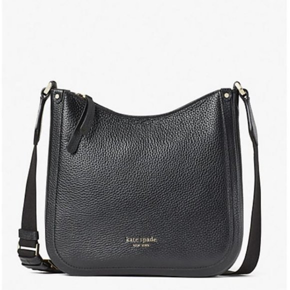 KATE SPADE NY Roulette leather medium women's crossbody messenger bag - BLACK